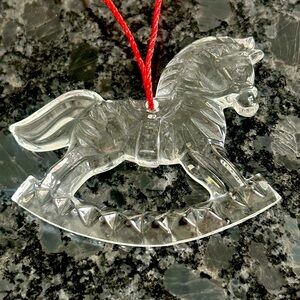 GORHAM Crystal Rocking Horse Holiday ornament Intricate Design Clear Like new